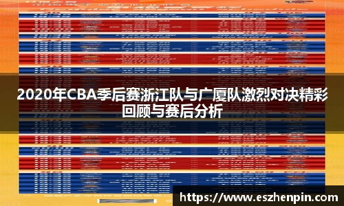 2020年CBA季后赛浙江队与广厦队激烈对决精彩回顾与赛后分析